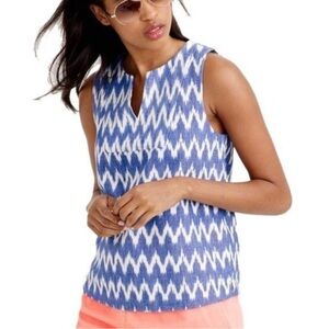 J. Crew Blue and White Zigzag Tank Top